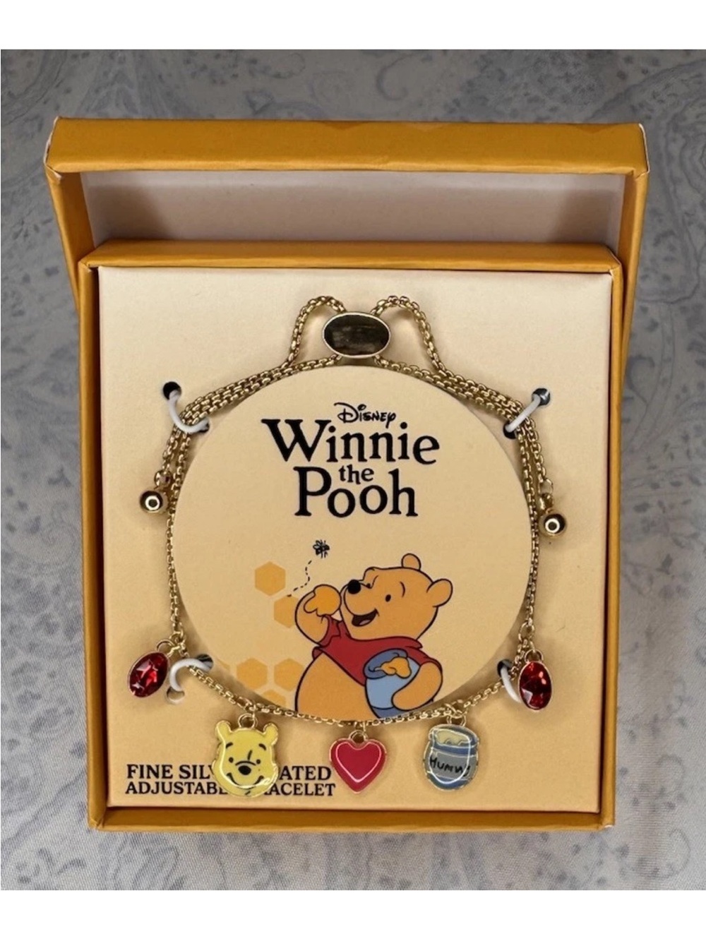 Disney Winnie The Pooh Fine Silver Plated Adjustable Charm Bracelet Ladies Size